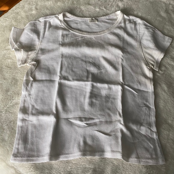 Wilfred Tops - WILFRED | White Ribbed Patterned T Shirt